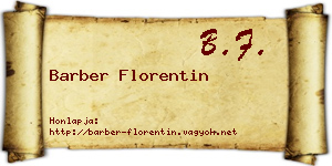 Barber Florentin névjegykártya